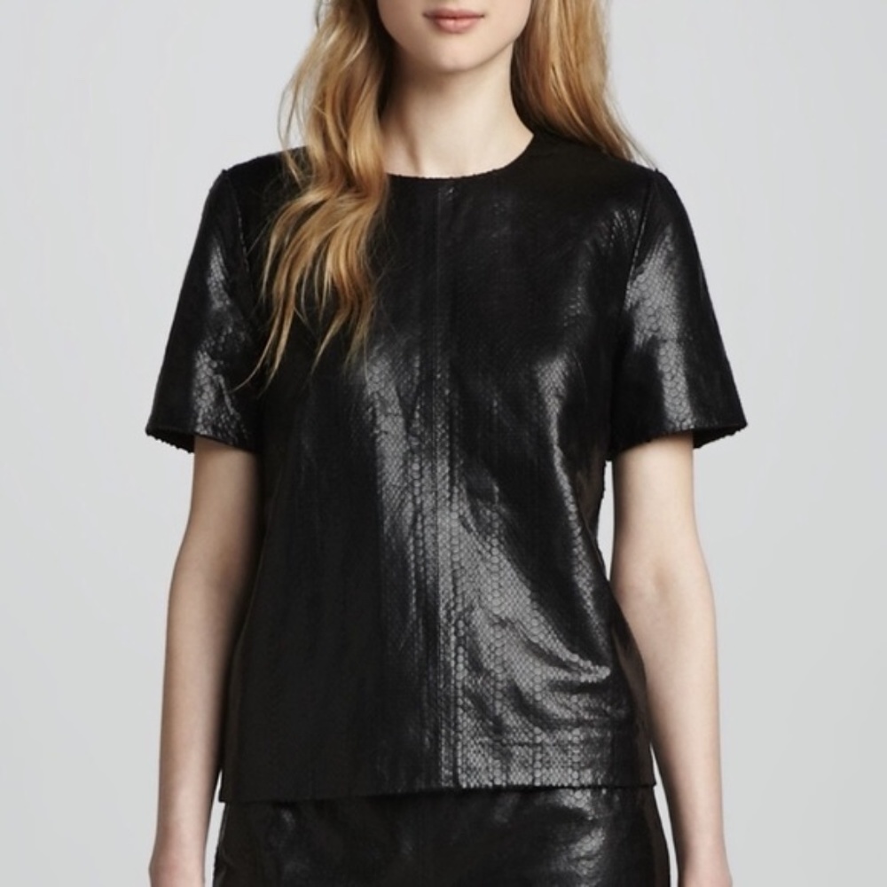J Brand 100% Leather Black Top Size Small